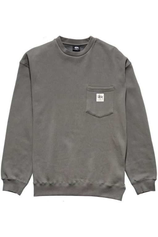 Stussy Mens Pocket Crew Sweaters Black - DZFYB7526